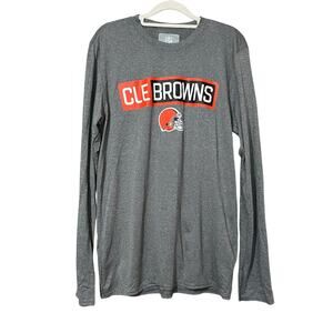 NFL Cleveland Browns Men's Long Sleeve Shirt Gray Football Casual Sports M NWT